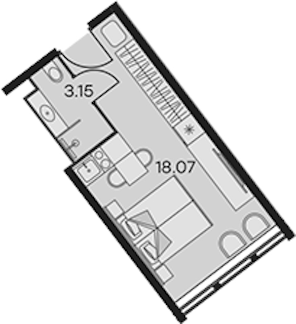 Квартира студия 21.22 м², 11/15 эт., Апарт-отель «Апарт-отель 25-7 Заневский»